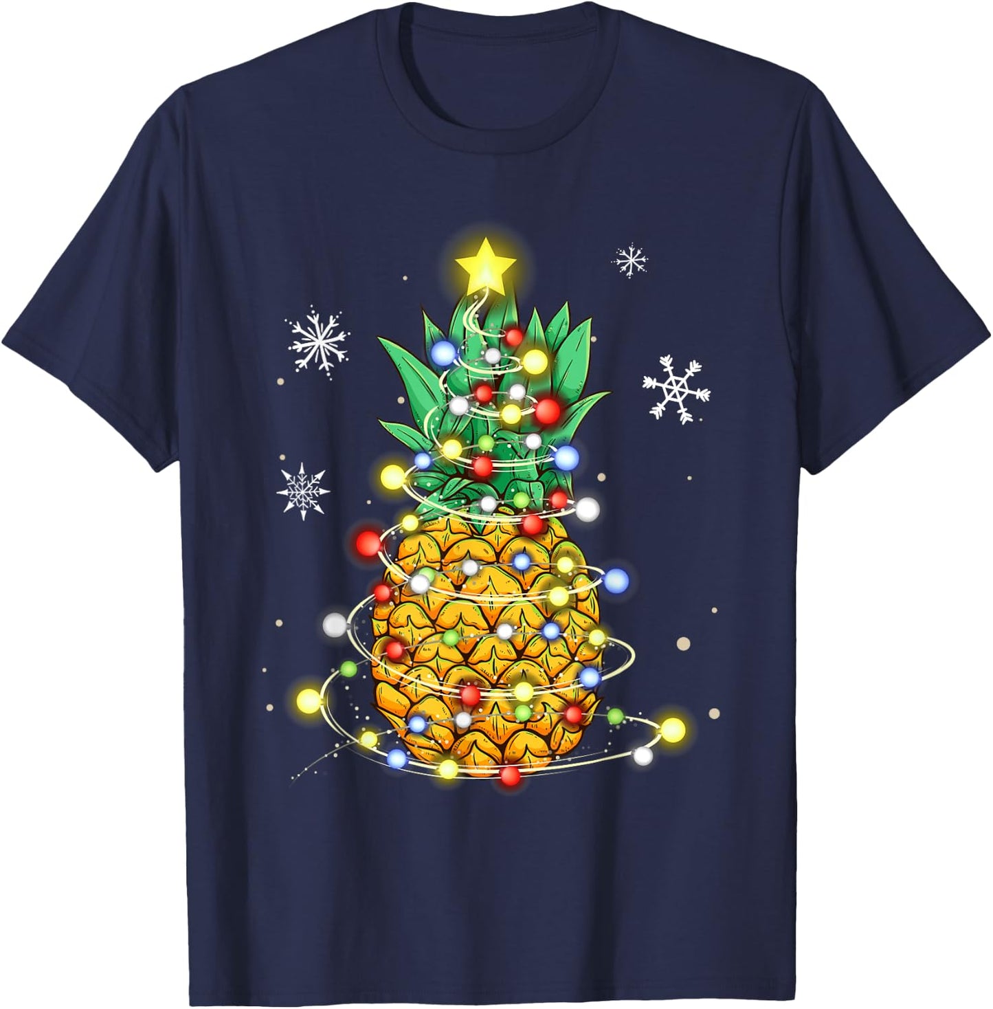 Pineapple Christmas Shirt -Kids Black Small Christmas Tree T-Shirt - T-Shirt | Navy