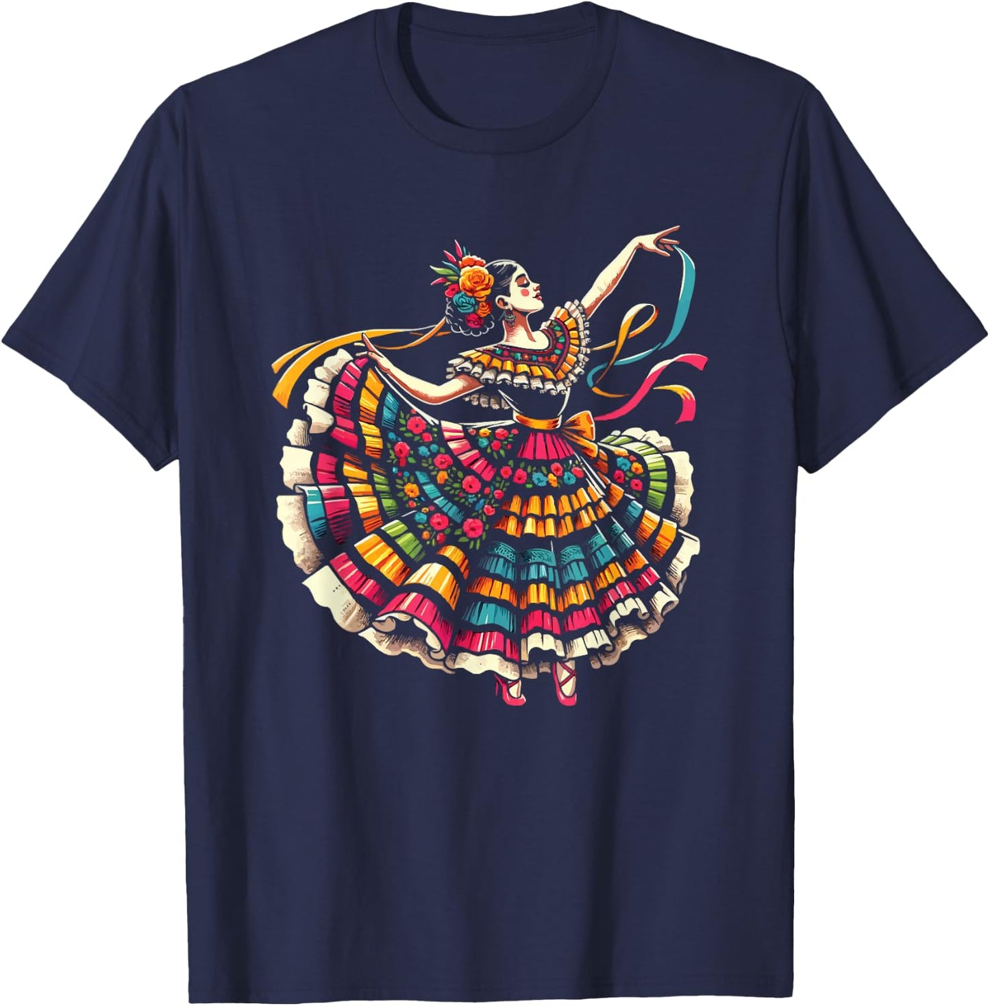 Ballet Folklorico Dancer Mexico Traditional Mexican Dance T-Shirt - T-Shirt | Navy
