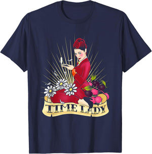 Doctor Who Rockabilly Missy Time Lady Vintage TimeTravel Fan - Women's -Adults Black Cotton Classic Fit Short Sleeve - Small T-Shirt - T-Shirt | Navy