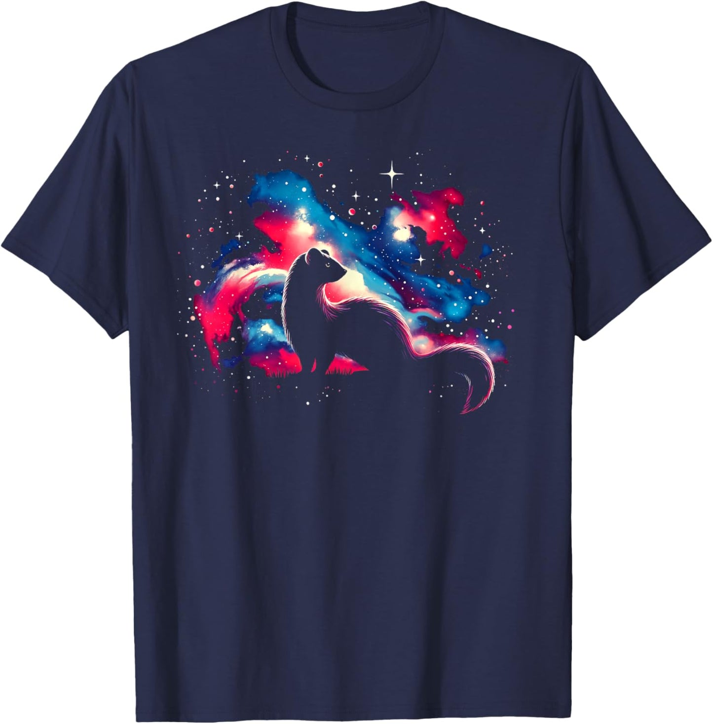 Cool Cosmic Weasel Galaxy Graphic Space Art T-Shirt - T-Shirt | Navy