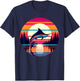 Marlin Fishing Sunset Retro Style Vintage 80s 70s Birthday T-Shirt - T-Shirt | Navy