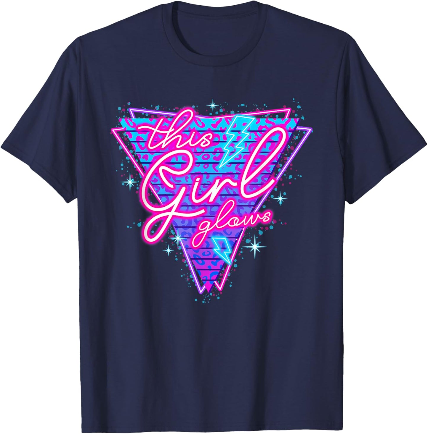 This Girl Glows for Kids Tie Dye Colors 80's and 90's T-Shirt - T-Shirt | Navy