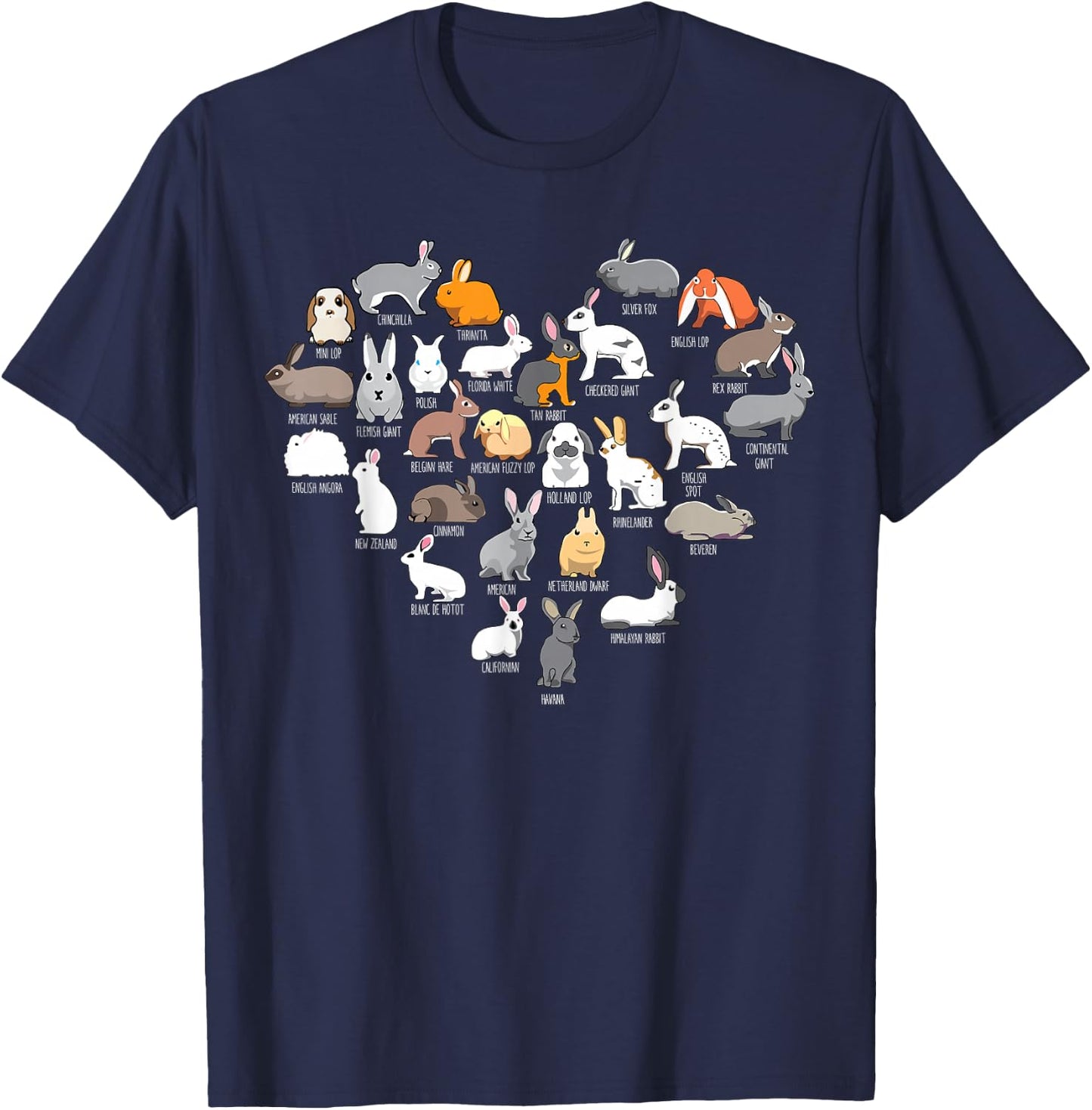Love Bunnies Funny Rabbit Heart Small T-Shirt - T-Shirt | Navy