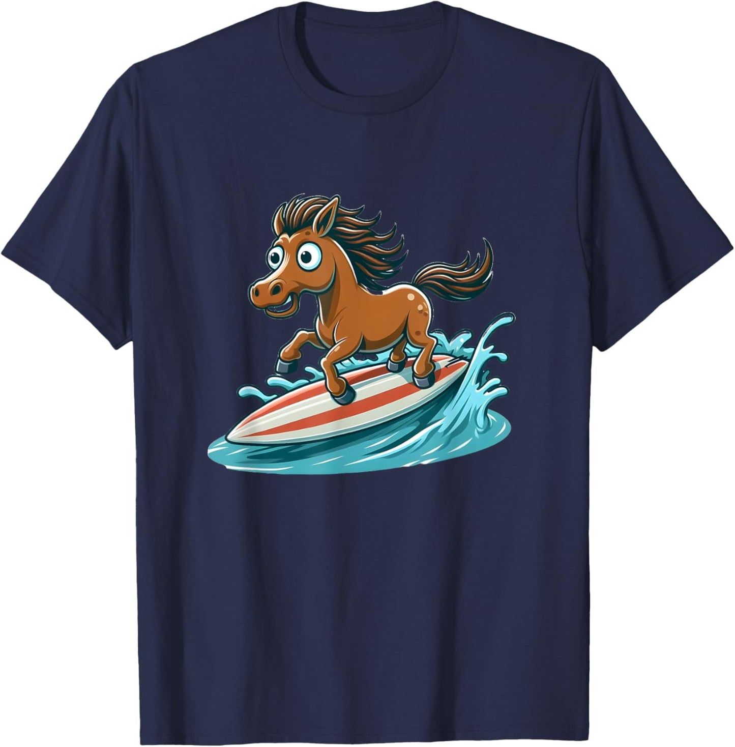 Horse Surfing on a Surfboard T-Shirt - T-Shirt | Navy