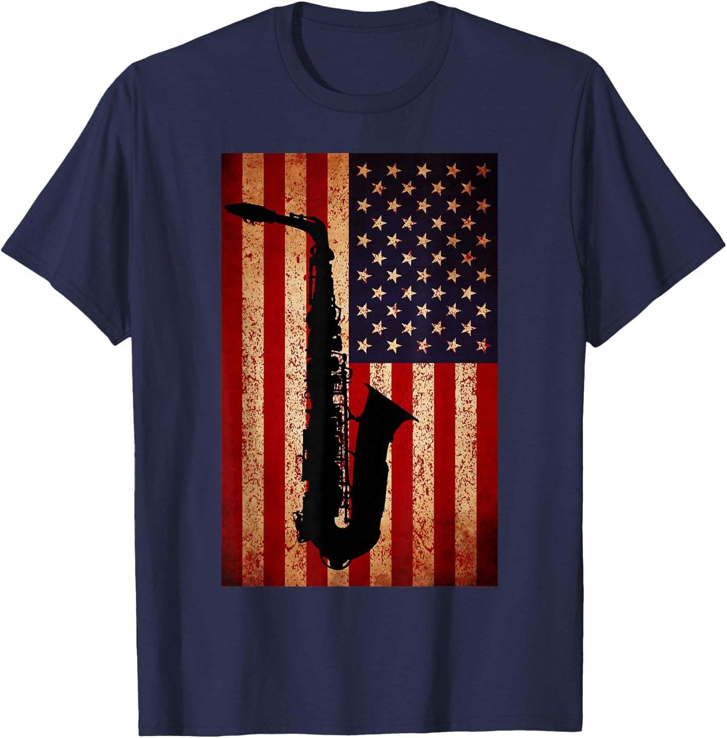 Vintage American Flag Saxophone Funny Sax Music Player Gifts Small T-Shirt - T-Shirt | Navy