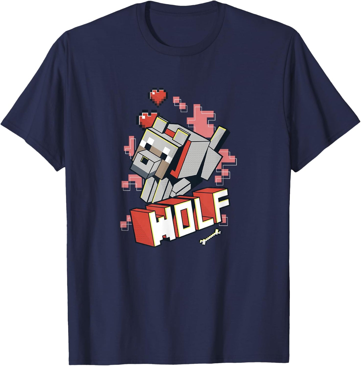 Minecraft Wolf Hero Love T-Shirt - T-Shirt | Navy