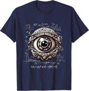Math Geek Mechanical Eye Tech Enthusiast Engineer T-Shirt - T-Shirt | Navy
