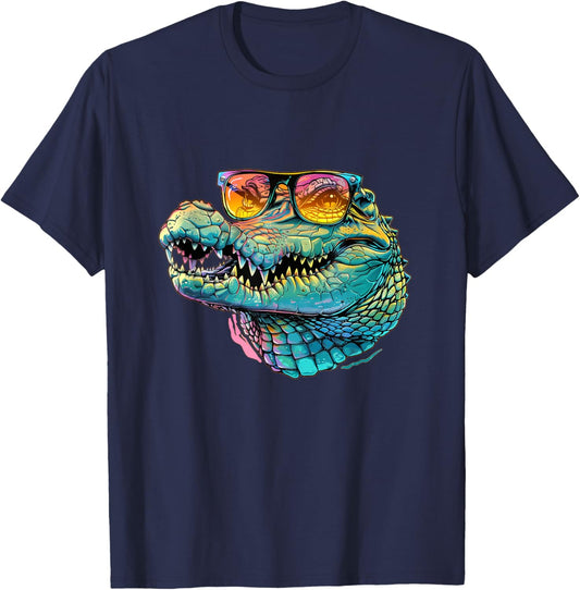 Nice Crocodile Costume with Sunglasses for Boys and Girls T-Shirt - T-Shirt | Navy