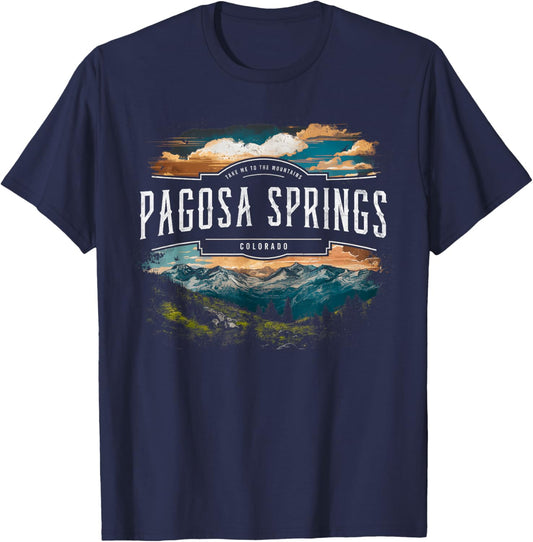 Pagosa Springs Mountains Colorado Hiking Outdoors Vintage T-Shirt - T-Shirt | Navy