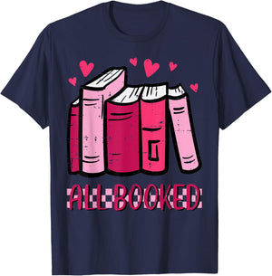 All Booked Funny Read Book Reading Librarian Men Women Kids T-Shirt - T-Shirt | Navy
