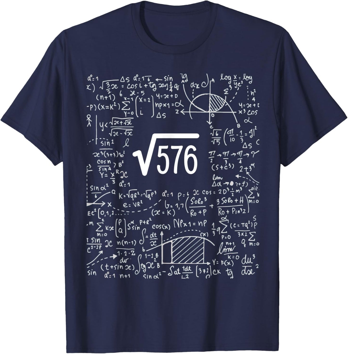 Square Root Of 576 Birthday Art 24 Years Old Math Nerd Geek T-Shirt - T-Shirt | Navy