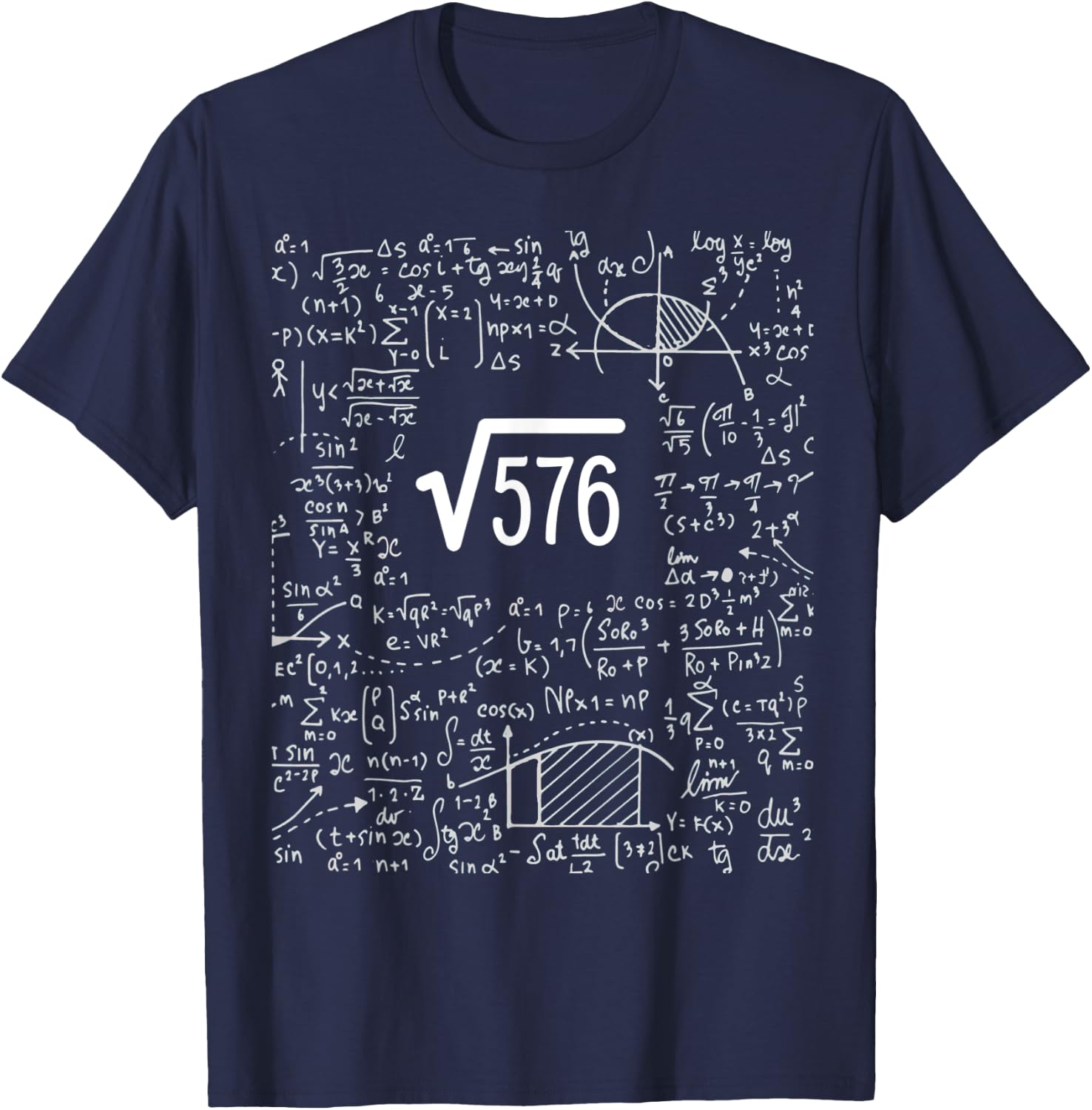 Square Root Of 576 Birthday Art 24 Years Old Math Nerd Geek T-Shirt - T-Shirt | Navy
