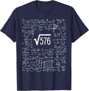 Square Root Of 576 Birthday Art 24 Years Old Math Nerd Geek T-Shirt - T-Shirt | Navy