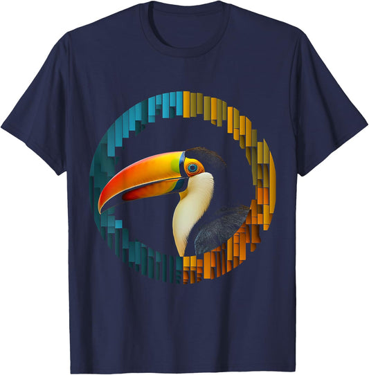 Toucan Polygon Bird Art Animal Colorful Graphic Toucan T-Shirt - T-Shirt | Navy
