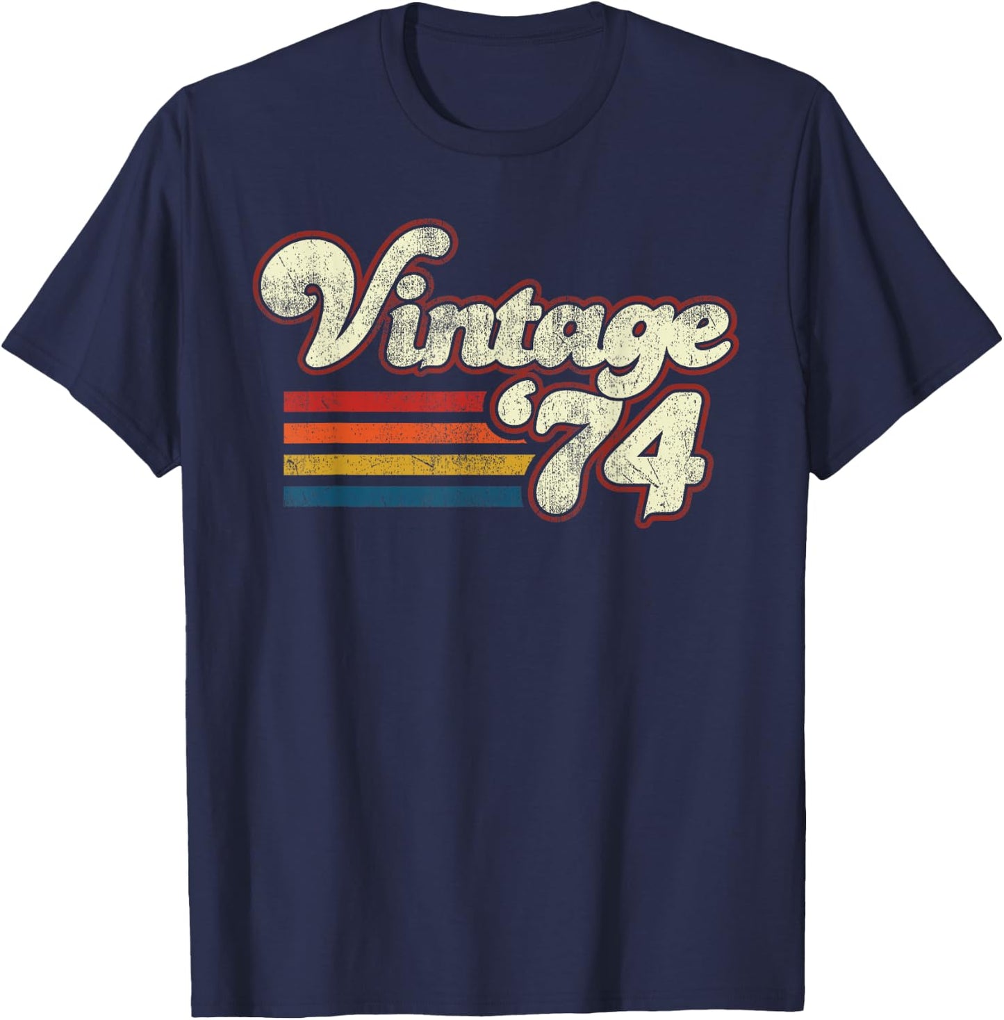 Vintage 1974 Birthday T-Shirt - T-Shirt | Navy