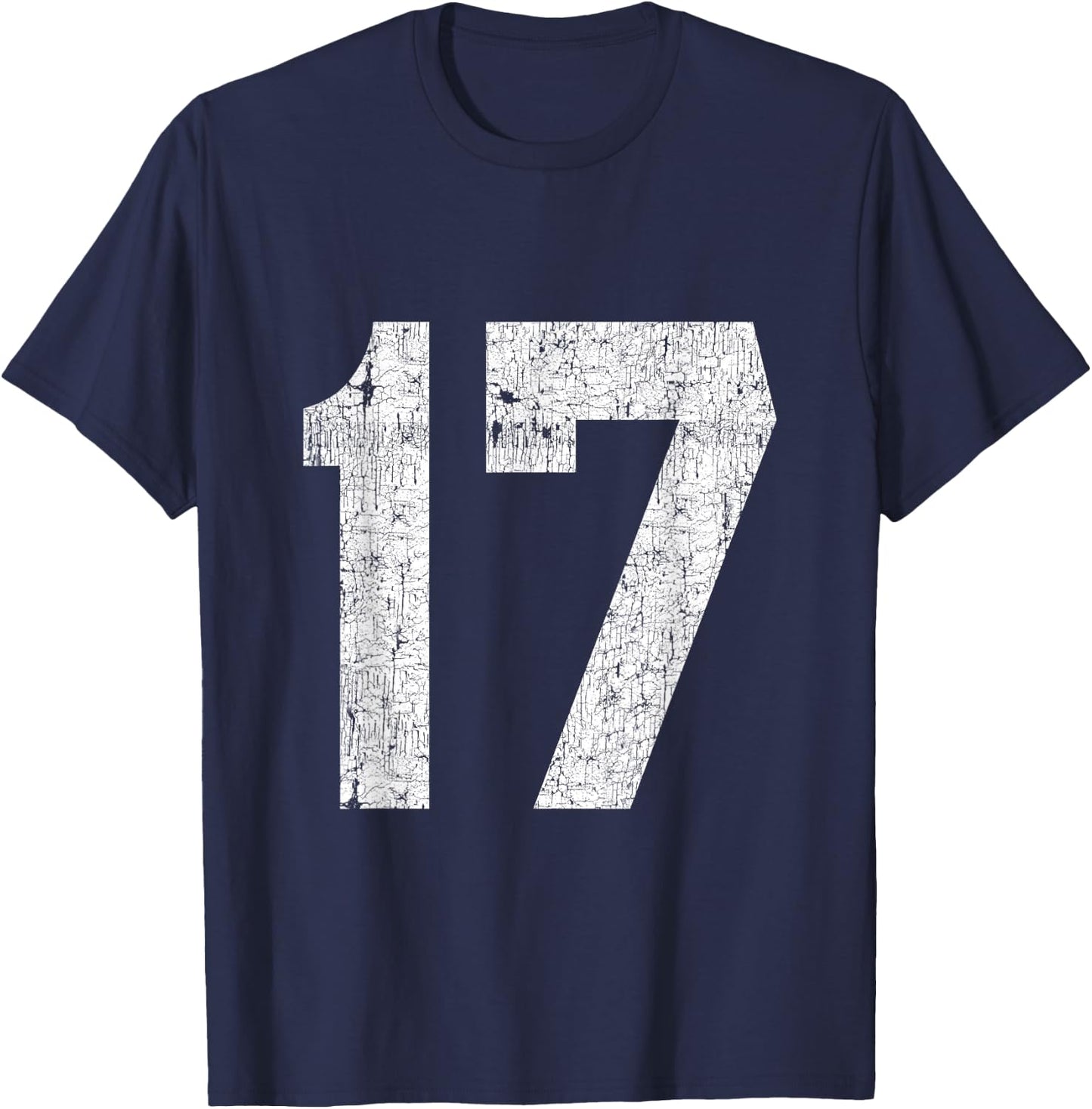 #17 Jersey Uniform Varsity Athletic Sports, 17th Birthday T-Shirt - T-Shirt | Navy
