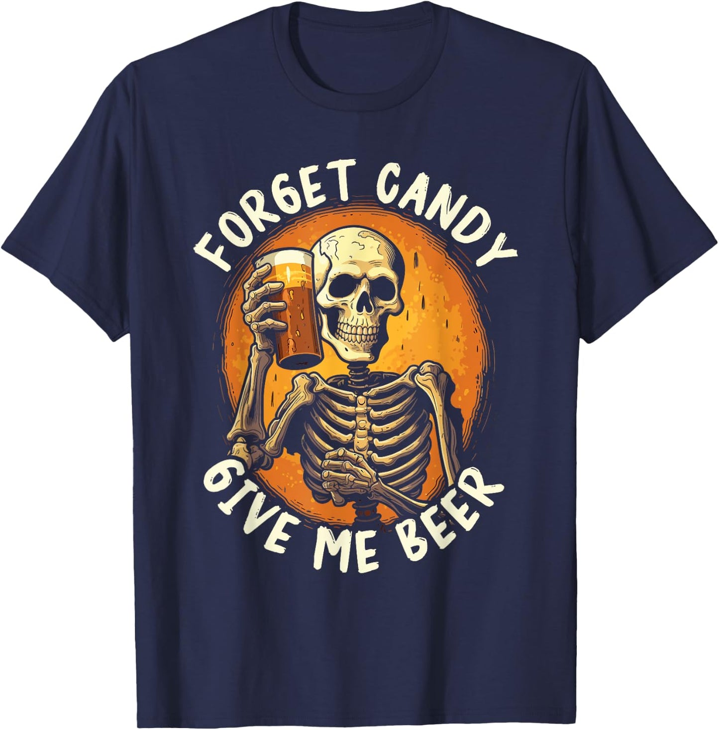 Halloween Beer Drinker Trick Or Treat Spooky Alcoholic T-Shirt - T-Shirt | Navy