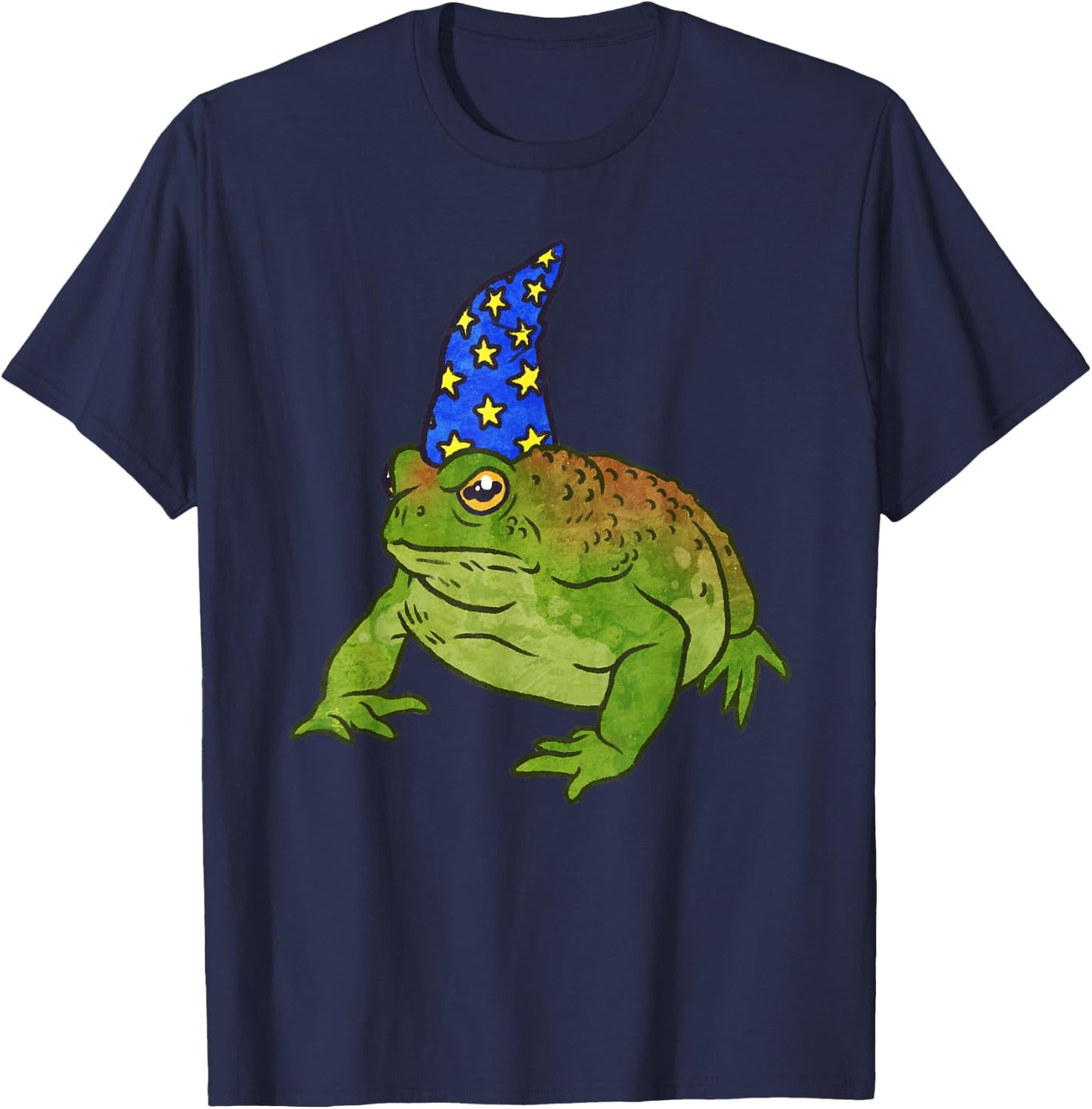 Grumpy Frog Wizard with Resting Toad Face T-Shirt - T-Shirt | Navy