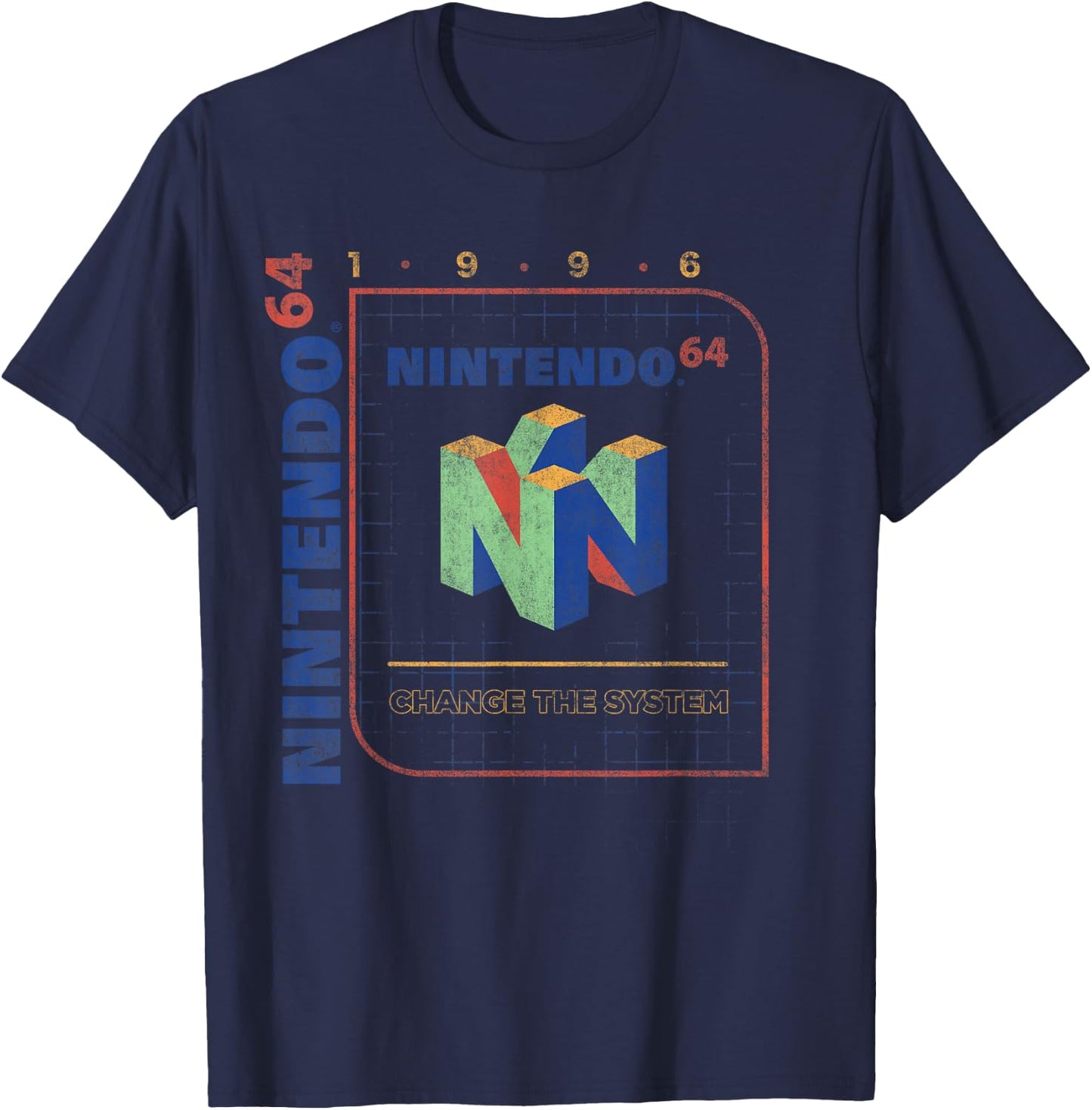 Nintendo 64 Change The System 1996 Vintage Retro Cube Logo T-Shirt - T-Shirt | Navy