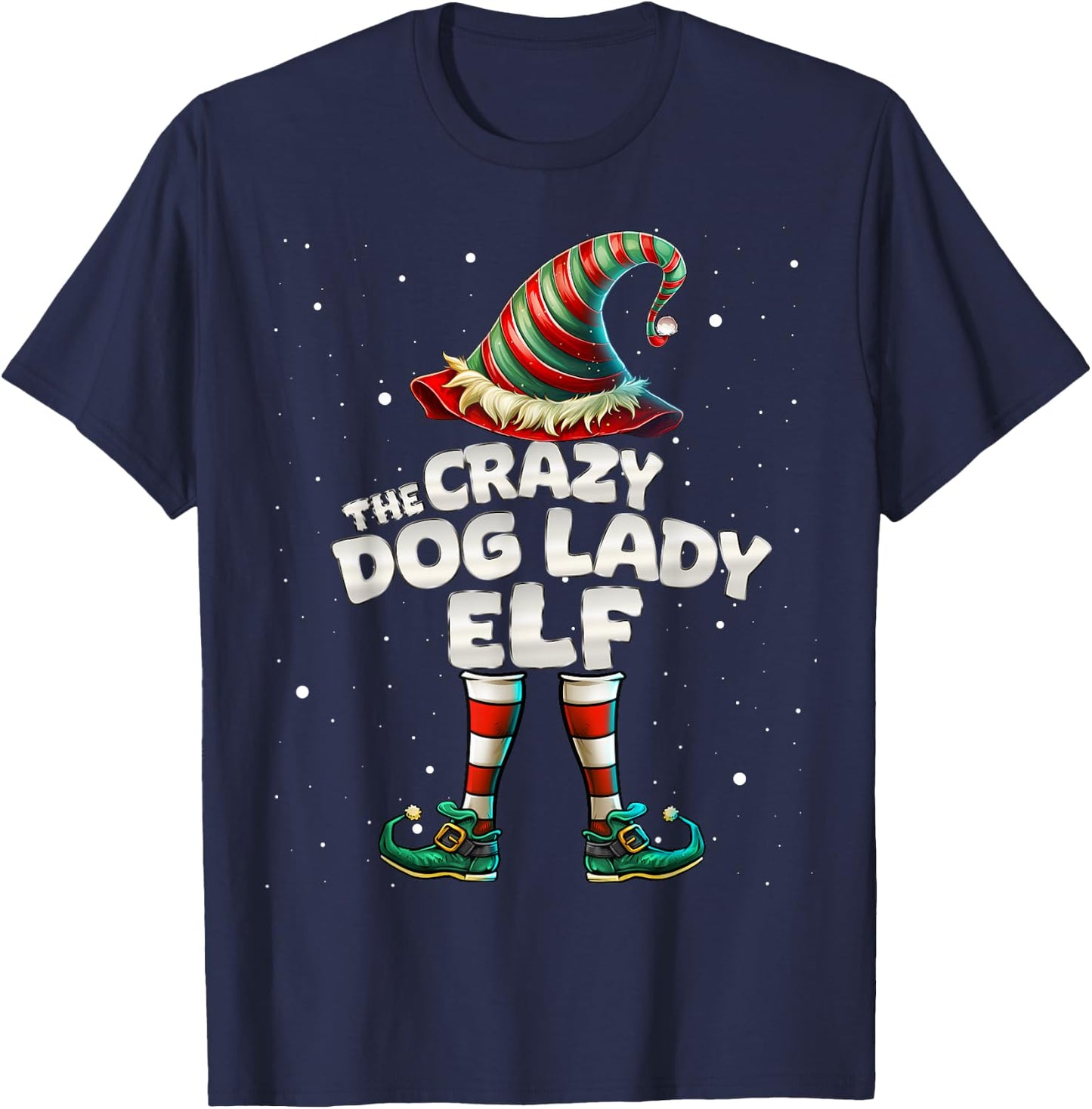 The Crazy Dog Lady Elf Family Matching Group Christmas T-Shirt - T-Shirt | Navy