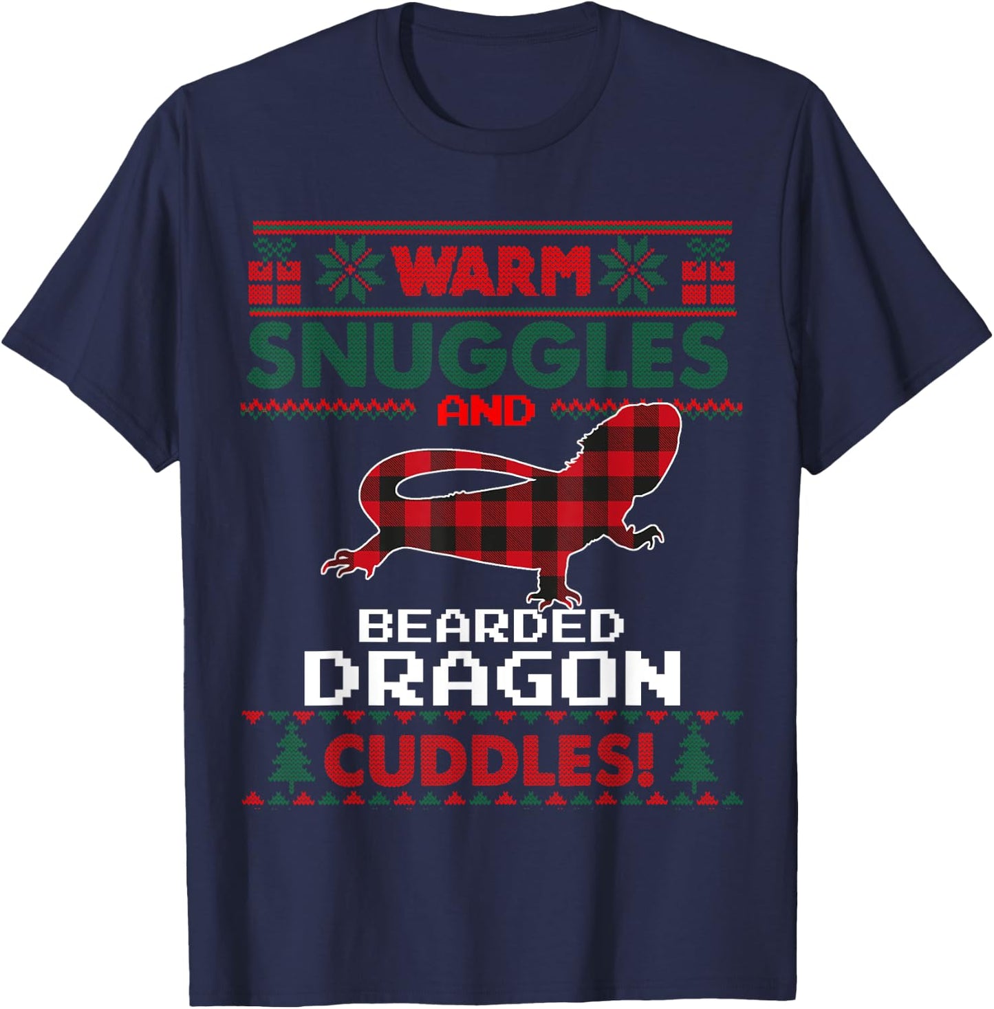 Bearded Dragon Christmas Pajama Shirt Ugly Christmas Sweater T-Shirt - T-Shirt | Navy