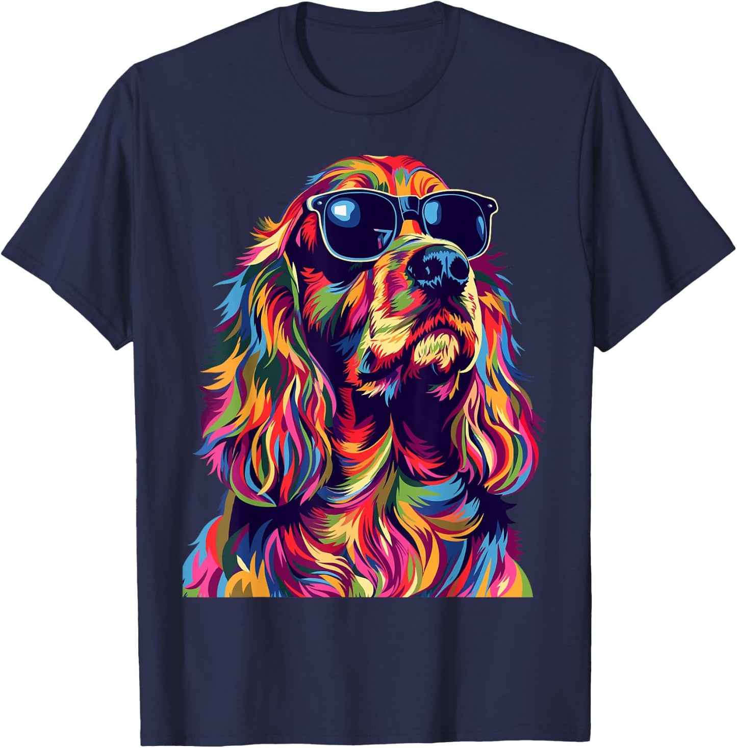 Cocker Spaniel Lovers Pop Art Funny English Cocker Spaniel T-Shirt - T-Shirt | Navy