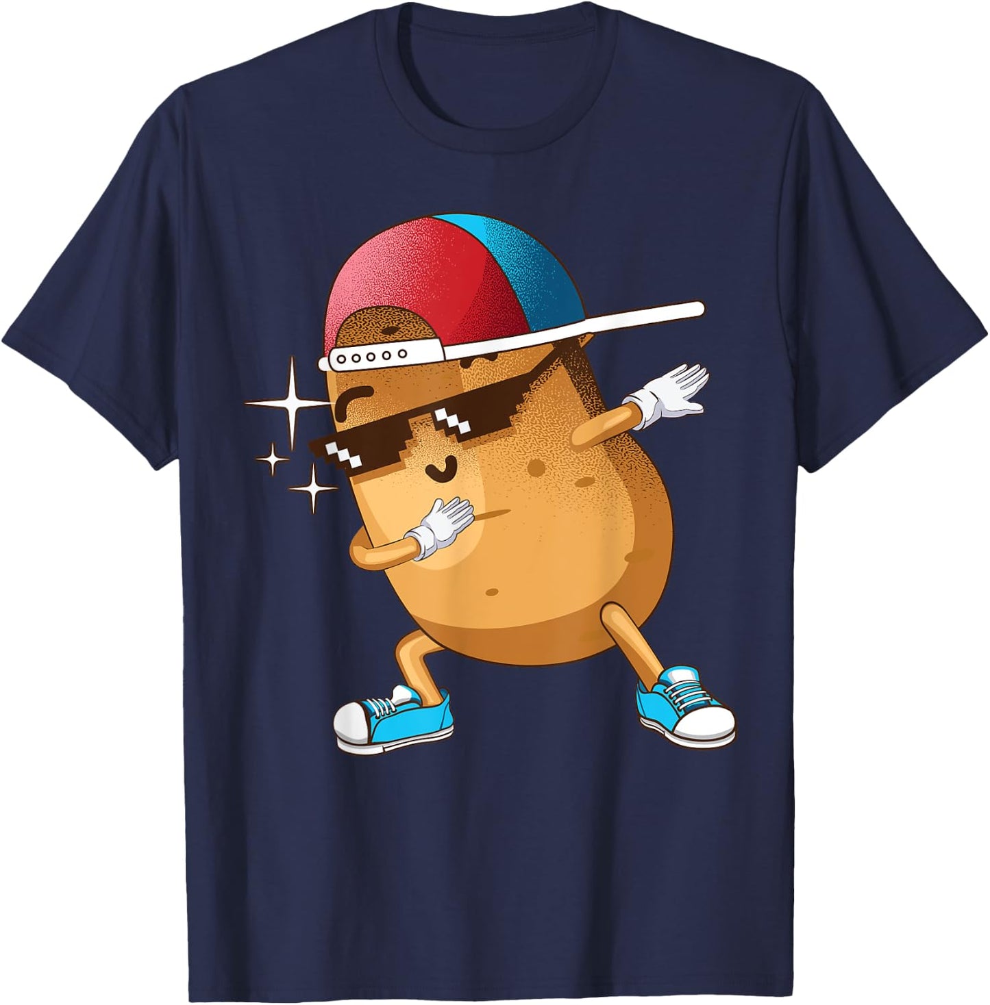 Funny Dabbing Potato Gift Cool Dancing Spuds Hip-hop Foodie T-Shirt - T-Shirt | Navy