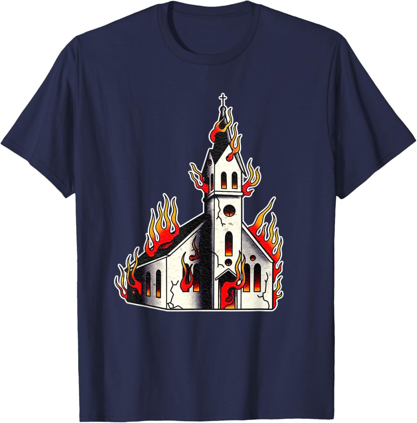 Burning Church T-Shirt - T-Shirt | Navy
