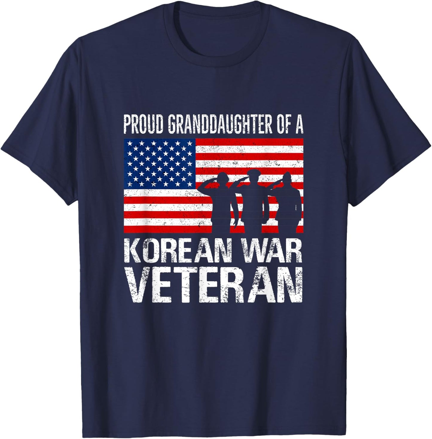 Proud Granddaughter Korean War Veteran Matching Grandfather T-Shirt - T-Shirt | Navy