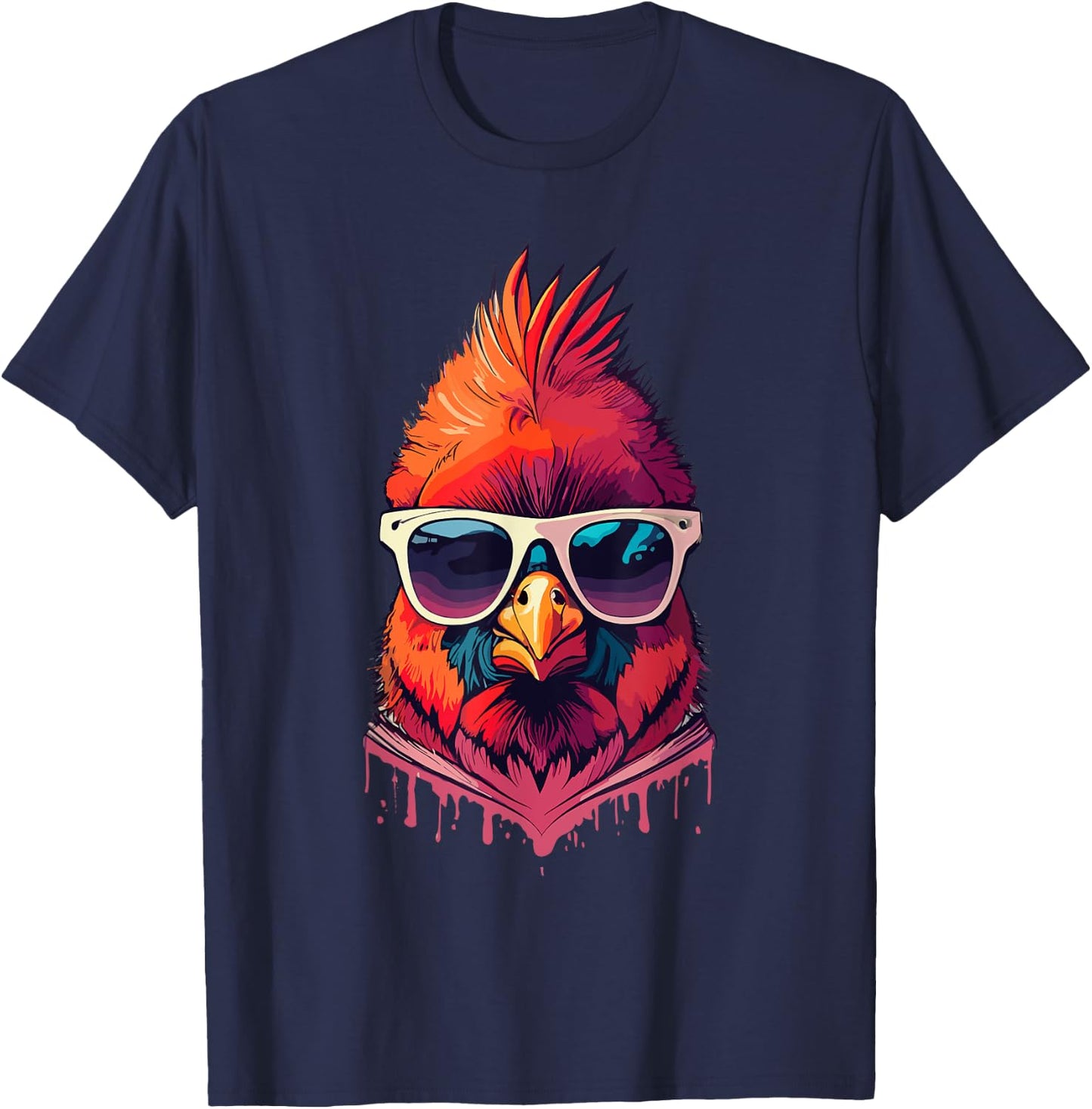 Funny Cardinal Bird Sunglasses Bird Watching Lover Print Art T-Shirt - T-Shirt | Navy