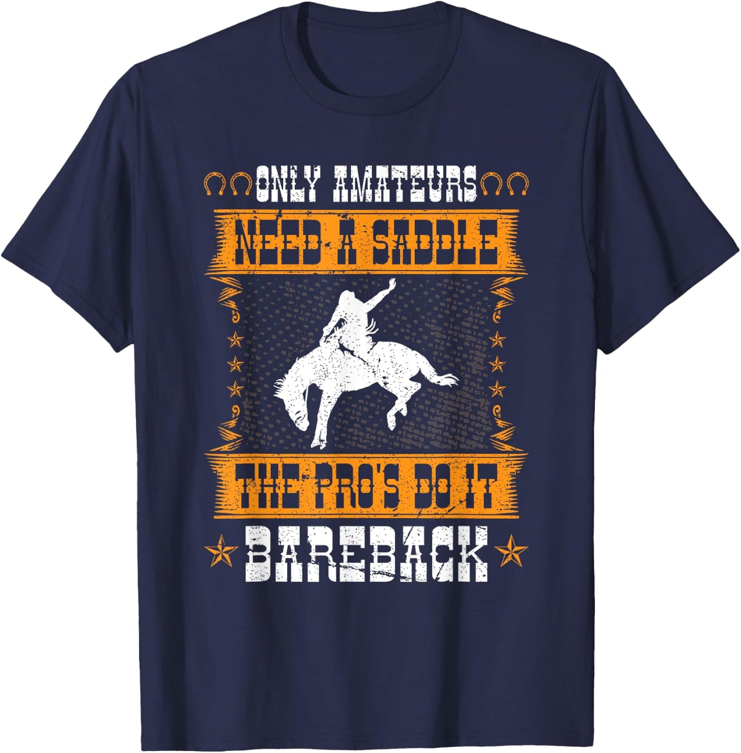 Bucking Bronco Western Rodeo Cowboy Bareback Bronc Rider T-Shirt - T-Shirt | Navy