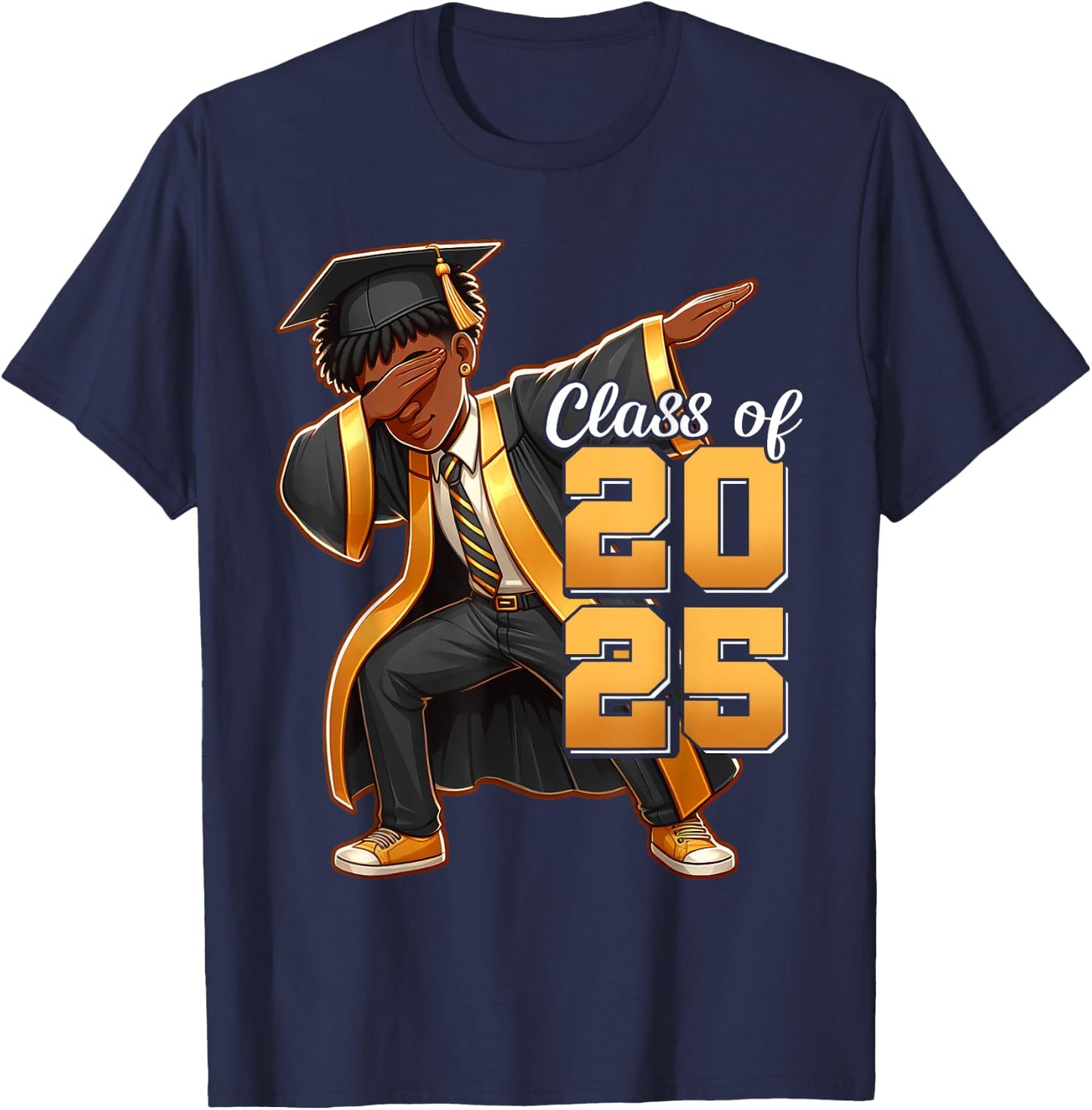 Dabbing Boy Graduation Class Of 2025 African Juneteenth Boy T-Shirt - T-Shirt | Navy