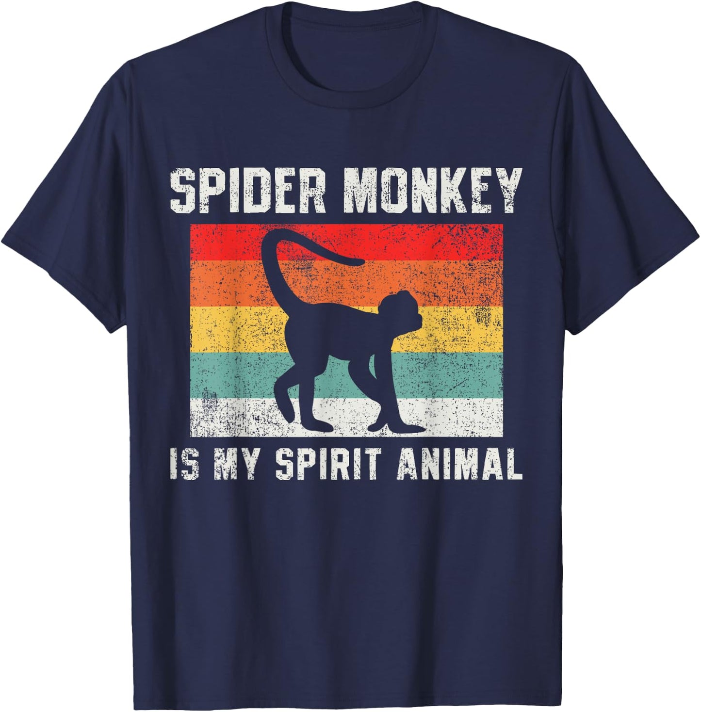 Spider Monkey Retro Vintage T-Shirt - T-Shirt | Navy