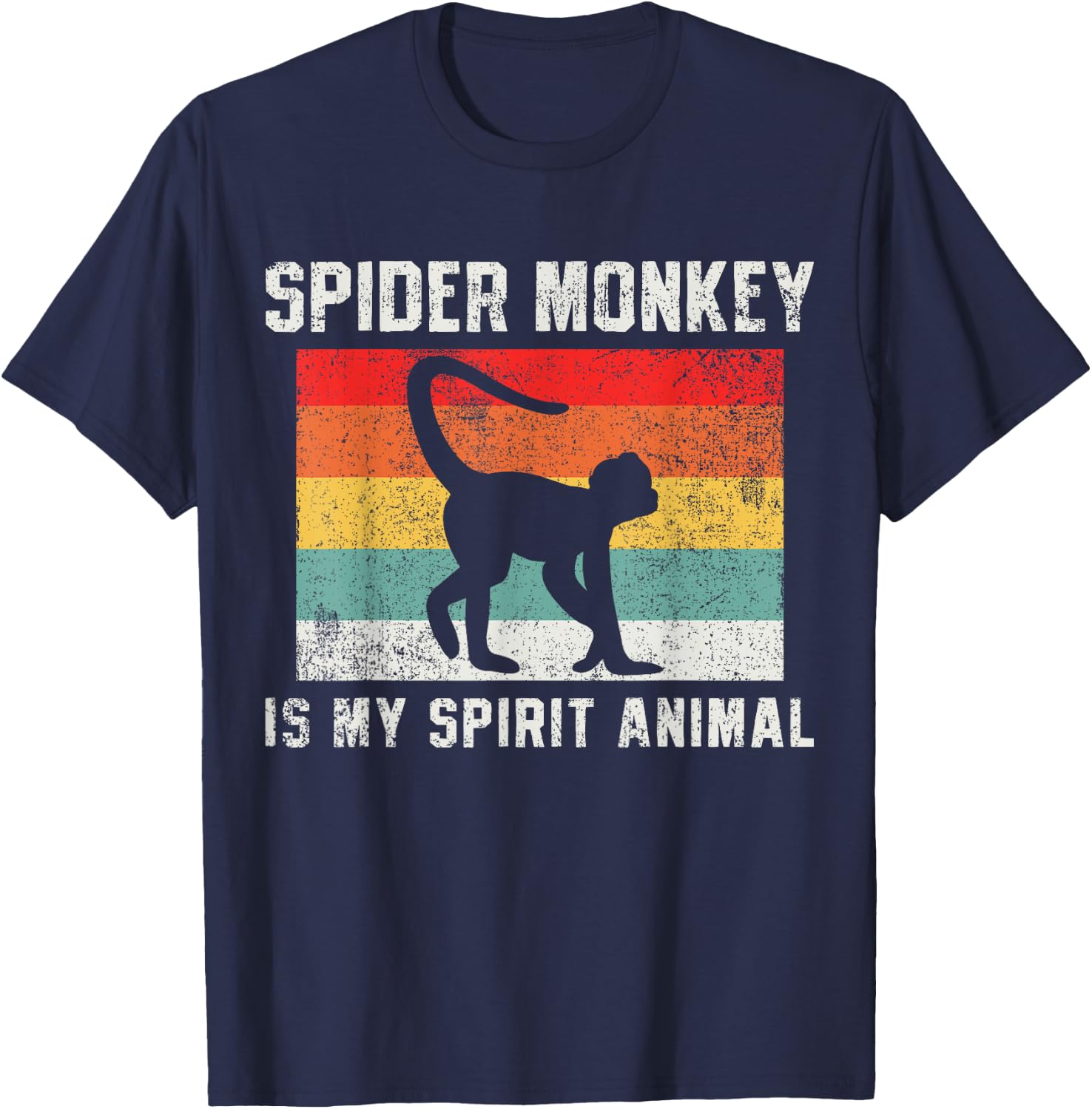 Spider Monkey Retro Vintage T-Shirt - T-Shirt | Navy