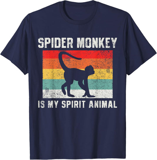 Spider Monkey Retro Vintage T-Shirt - T-Shirt | Navy