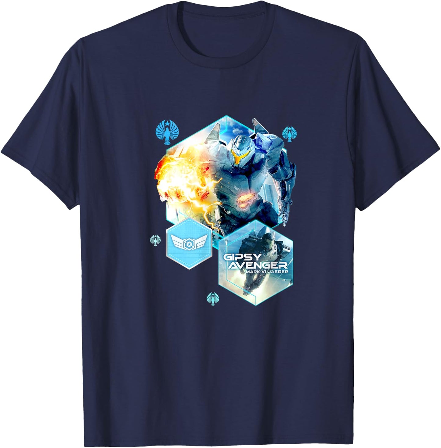Pacific Rim Gipsy Avenger Flight - Black, -Adults, Short Sleeve, Small T-Shirt - T-Shirt | Navy