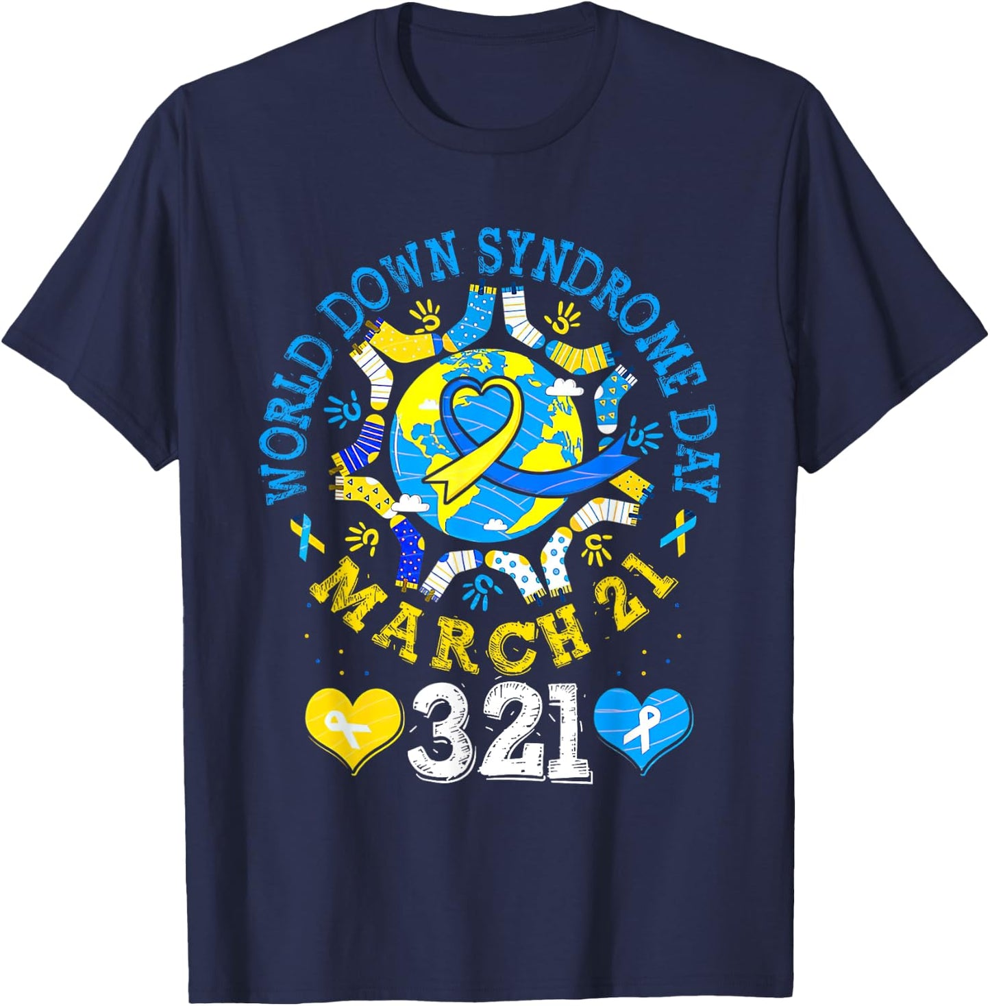 World Down Syndrome Day Awareness Socks Down Right Kids T-Shirt - T-Shirt | Navy
