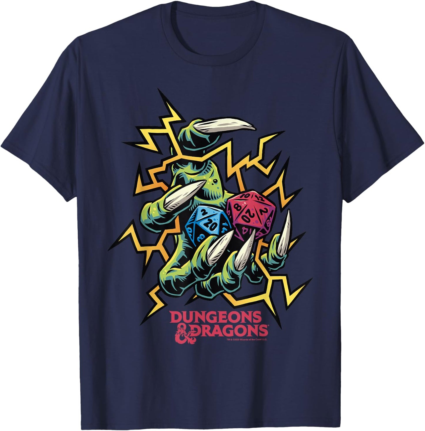 Dungeons & Dragons Electric Dice Roll T-Shirt - T-Shirt | Navy