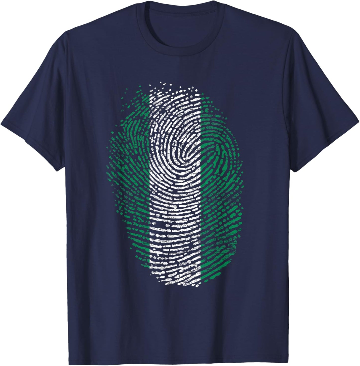 Nigeria Flag Gift Fingerprint T-Shirt - T-Shirt | Navy
