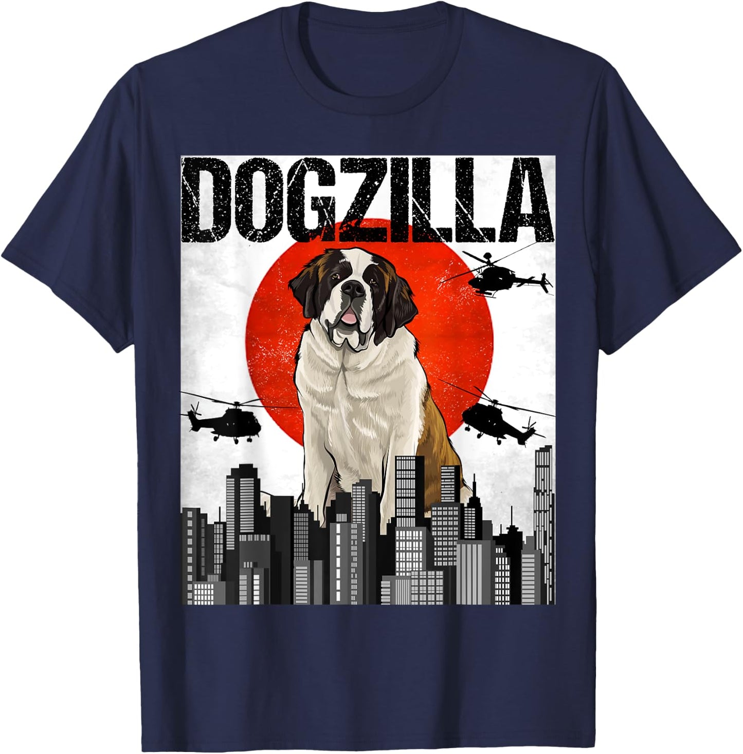 Funny Vintage Japanese Dogzilla St. Bernard T-Shirt - T-Shirt | Navy