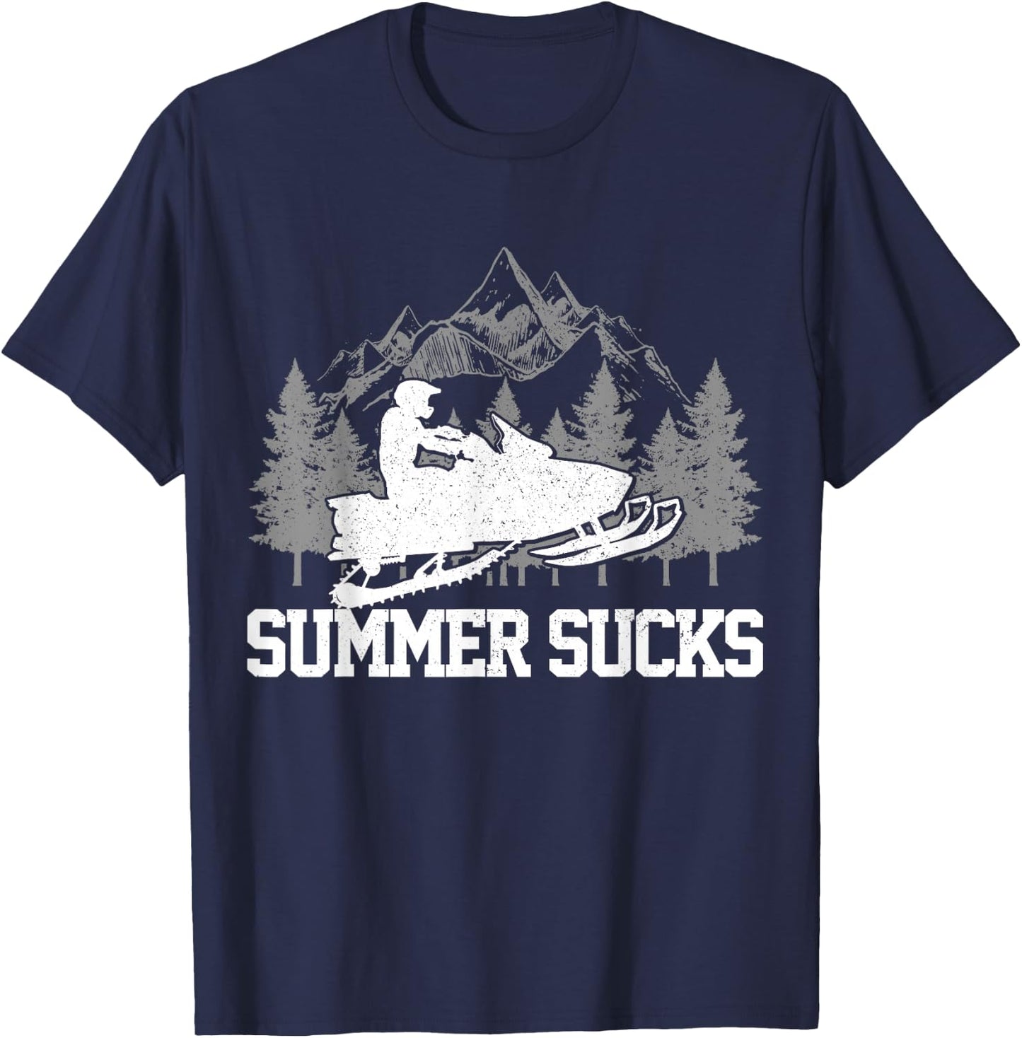 Snowmobile Summer Sucks Snowmobile Funny Gift T-Shirt - T-Shirt | Navy