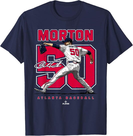 Number and Portrait Charlie Morton Atlanta MLBPA T-Shirt - T-Shirt | Navy
