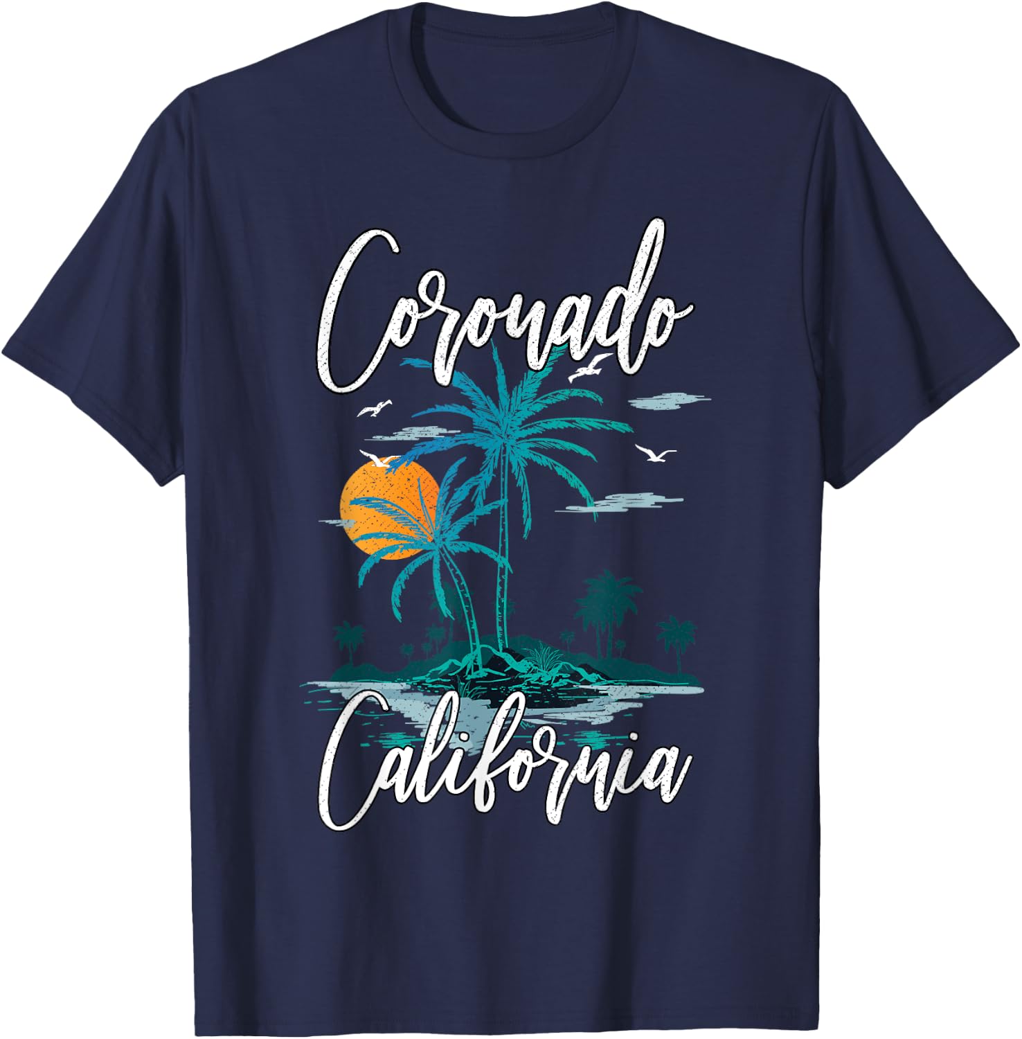 Family Vacation Retro Sunset California Coronado Beach Men Women Kids T-Shirt - T-Shirt | Navy