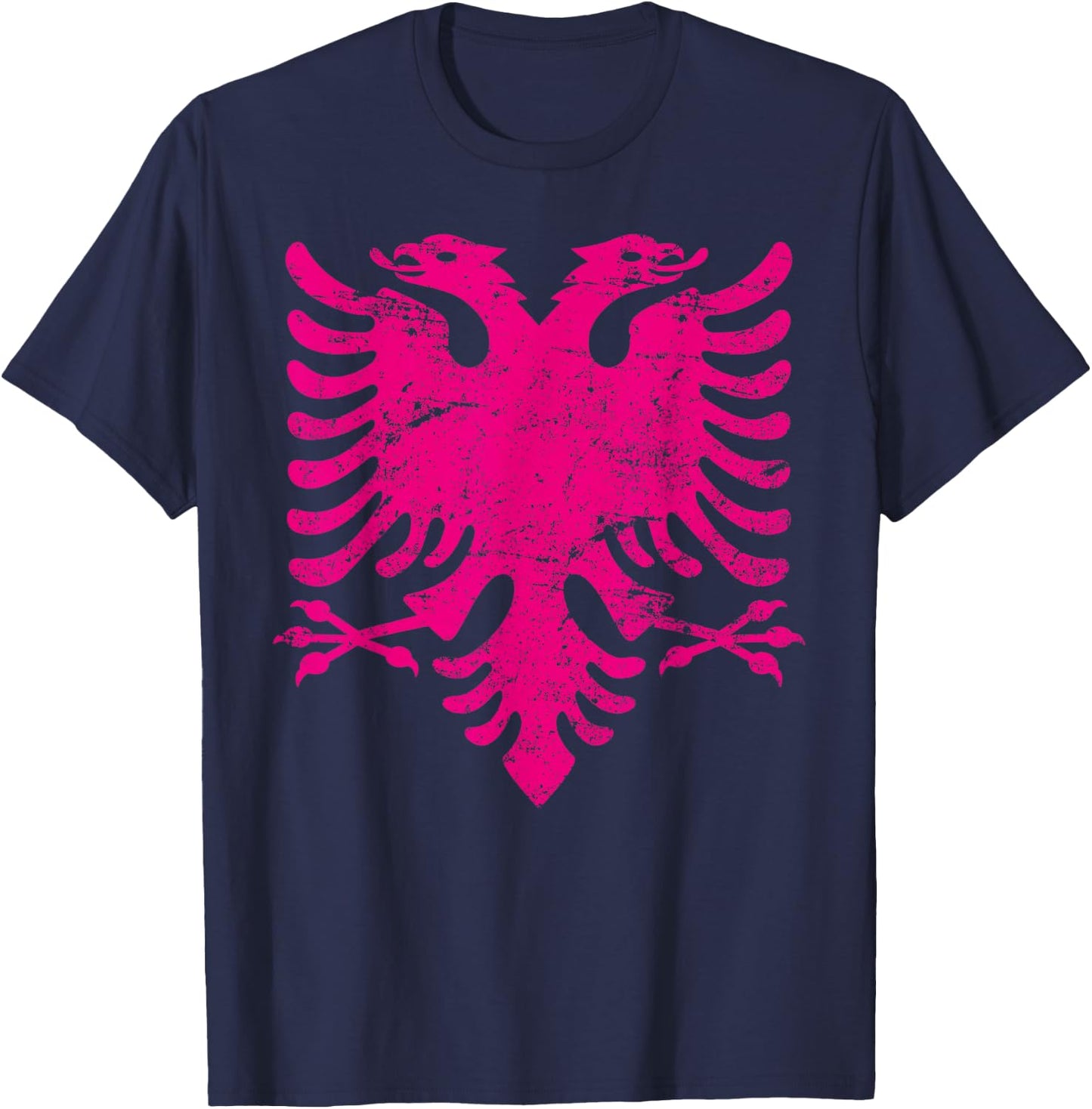 ALBANIAN Eagle PINK Big Flag Men Women Kids ALBANIA T-Shirt - T-Shirt | Navy
