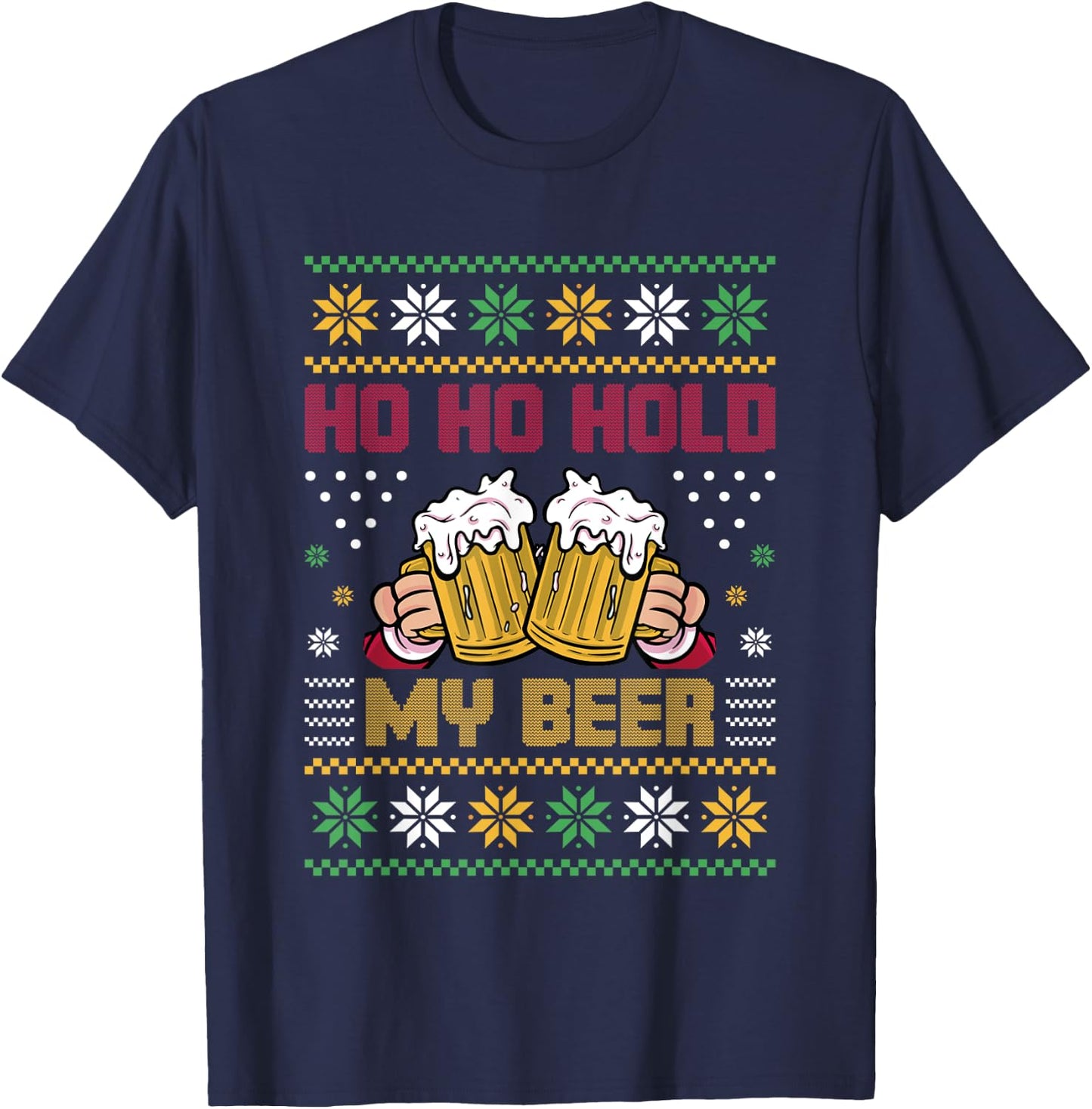 Ho Ho Hold My Beer T-Shirt - T-Shirt | Navy