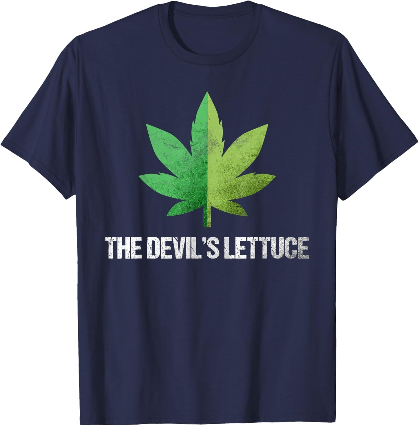 The Devil Smoking Lettuce Smoking Ganja T-Shirt - T-Shirt | Navy