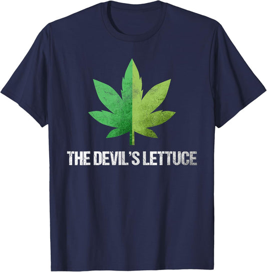 The Devil Smoking Lettuce Smoking Ganja T-Shirt - T-Shirt | Navy