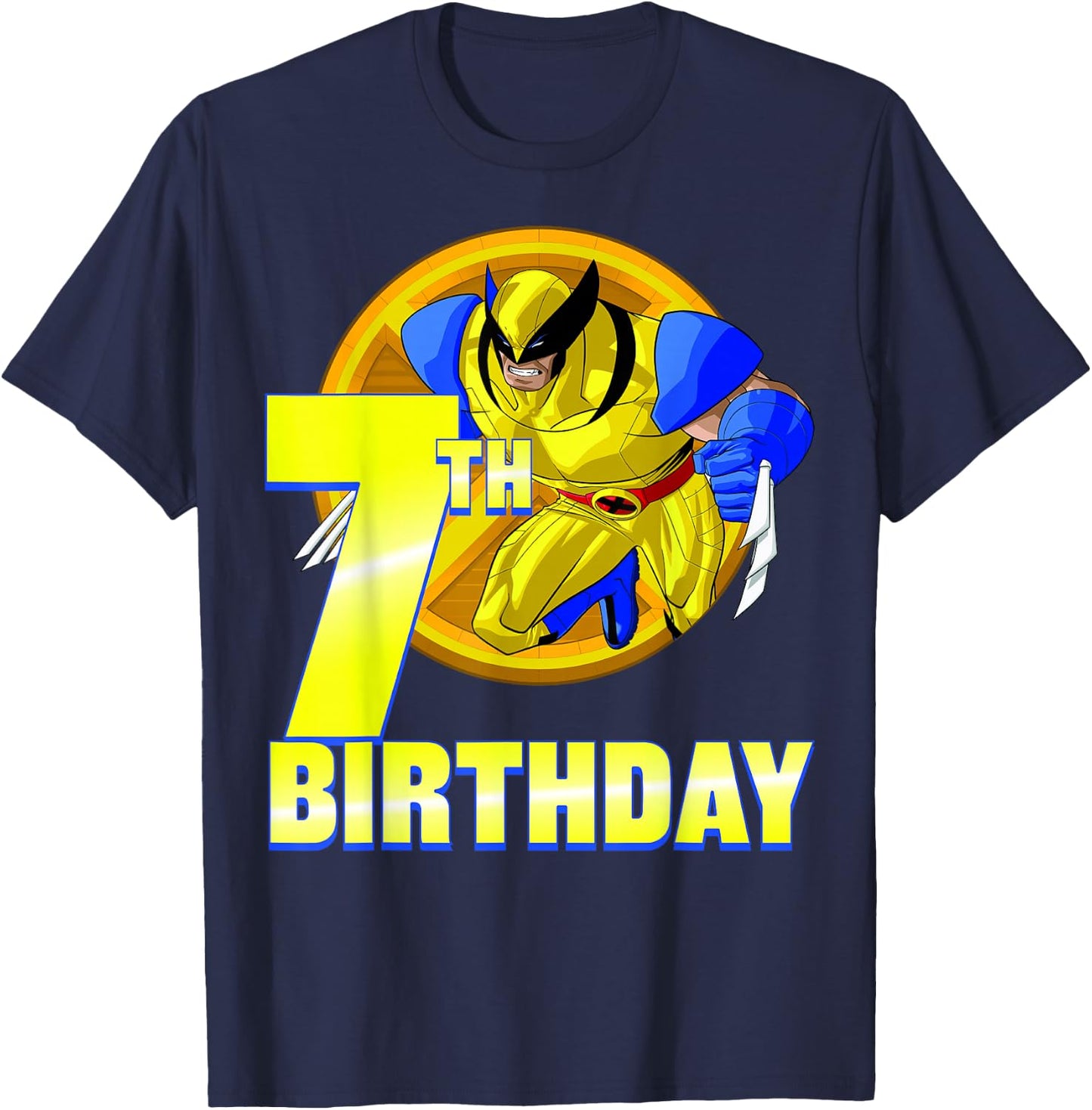Marvel X-Men Wolverine 7th Birthday Badge T-Shirt - T-Shirt | Navy