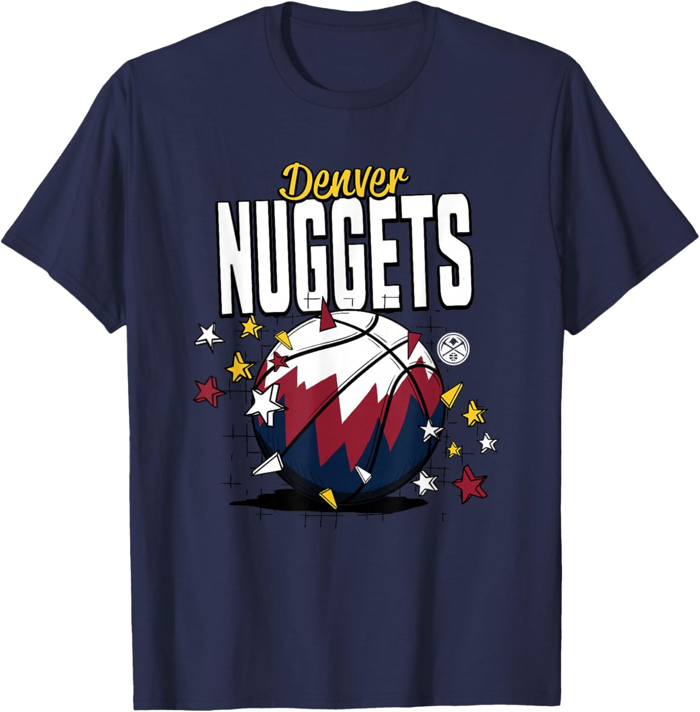 NBA Denver Nuggets Basketball Doodle Stars T-Shirt - T-Shirt | Navy