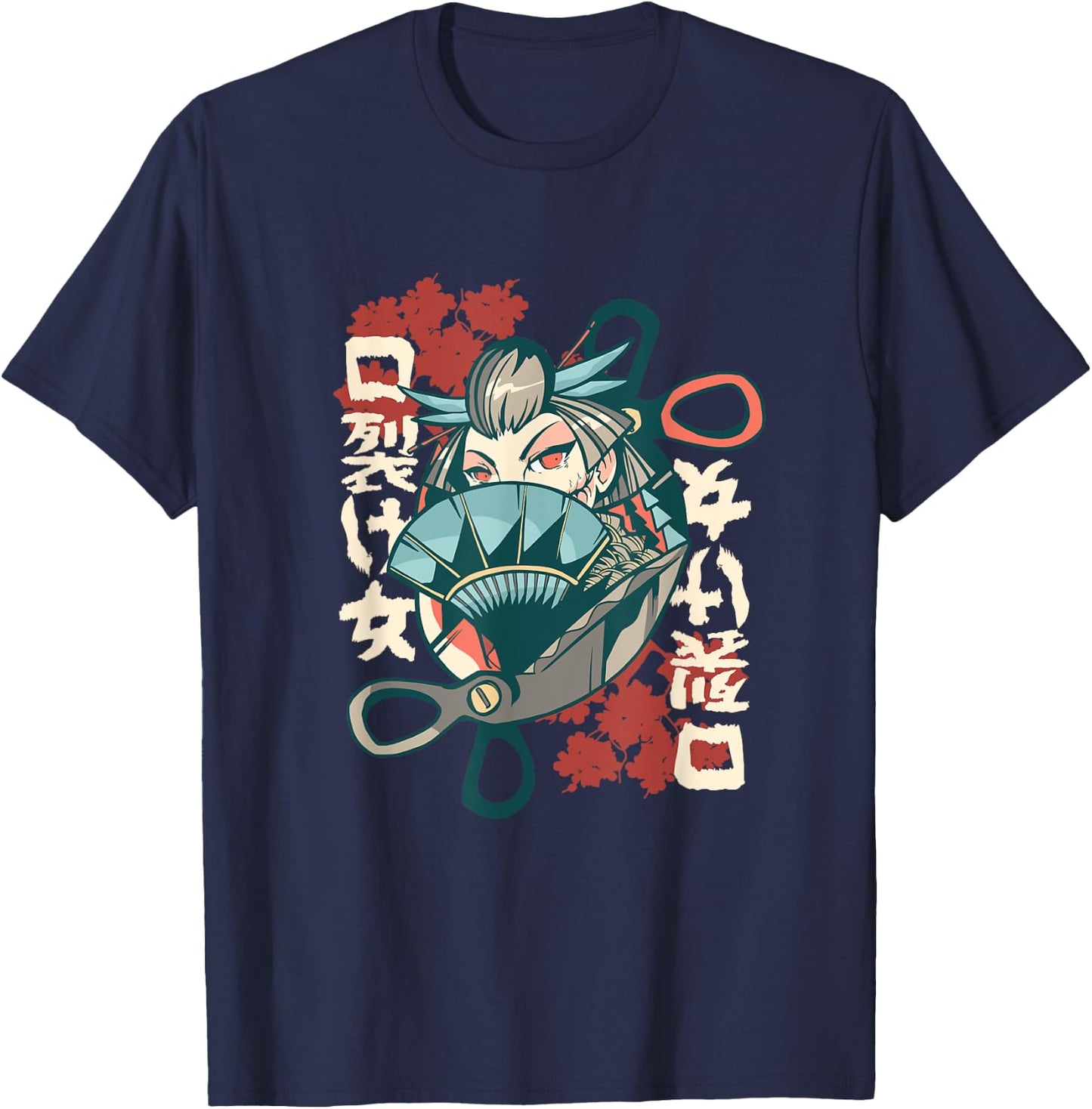 Japanese Kuchisake Onna T-Shirt - T-Shirt | Navy